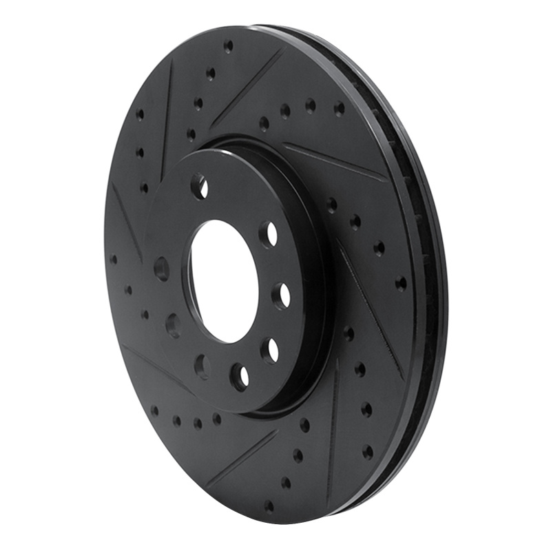 Cadillac BLS Brake Rotor (1) - Front Left - R1 Concepts - Drilled & Slotted - Black - `03-`11